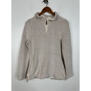 Weird Fish Macaroni Sweatshirt Womens 12 Cream Tan Textured Knit Funnel Neck Top